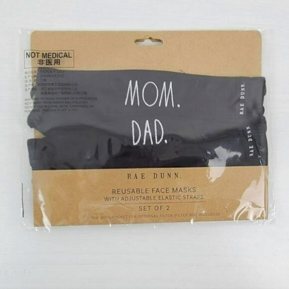 NWT Rae Dunn MOM DAD Reusable Face Masks Set of 2 - Picture 4 of 4